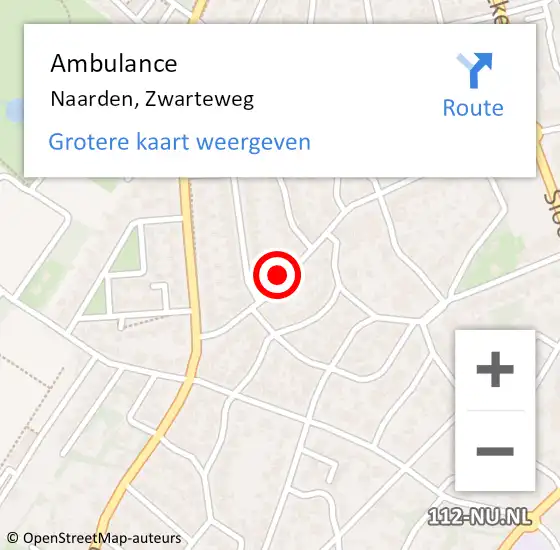 Locatie op kaart van de 112 melding: Ambulance Naarden, Zwarteweg op 10 juli 2015 17:27