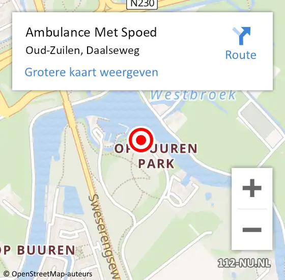 Locatie op kaart van de 112 melding: Ambulance Met Spoed Naar Oud-Zuilen, Daalseweg op 10 juli 2015 17:45