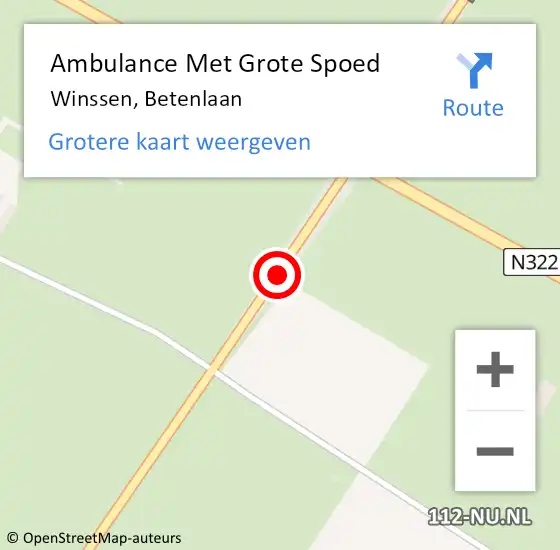 Locatie op kaart van de 112 melding: Ambulance Met Grote Spoed Naar Winssen, Betenlaan op 10 juli 2015 17:53