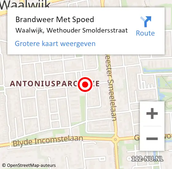 Locatie op kaart van de 112 melding: Brandweer Met Spoed Naar Waalwijk, Wethouder Smoldersstraat op 13 november 2013 18:25