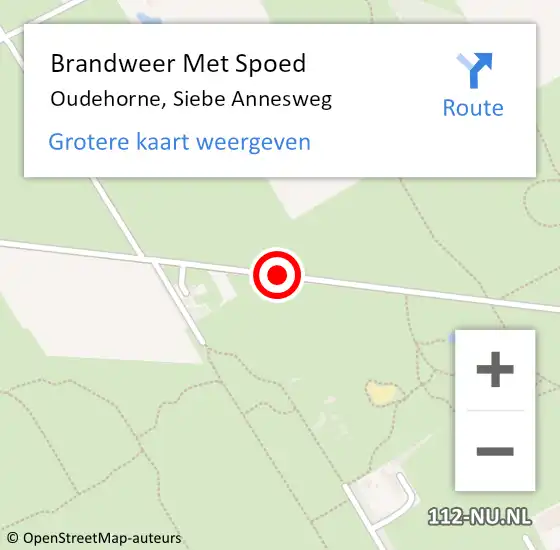 Locatie op kaart van de 112 melding: Brandweer Met Spoed Naar Oudehorne, Siebe Annesweg op 10 juli 2015 18:08