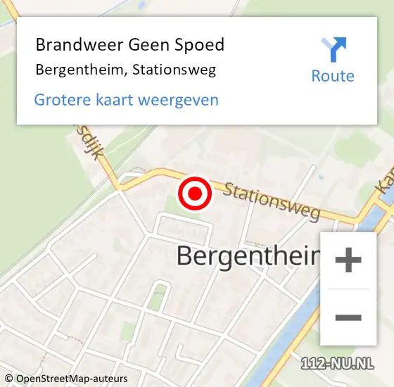 Locatie op kaart van de 112 melding: Brandweer Geen Spoed Naar Bergentheim, Stationsweg op 10 juli 2015 18:20