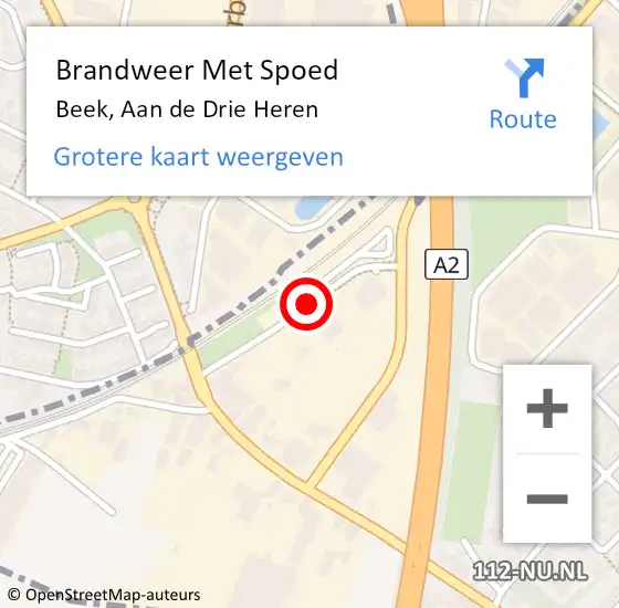 Locatie op kaart van de 112 melding: Brandweer Met Spoed Naar Beek, Aan de Drie Heren op 10 juli 2015 18:20