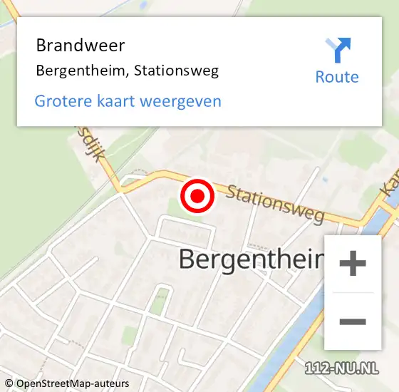 Locatie op kaart van de 112 melding: Brandweer Bergentheim, Stationsweg op 10 juli 2015 18:23