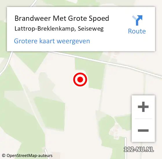 Locatie op kaart van de 112 melding: Brandweer Met Grote Spoed Naar Lattrop-Breklenkamp, Seiseweg op 12 september 2013 17:52