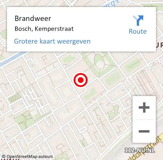 Locatie op kaart van de 112 melding: Brandweer Bosch, Kemperstraat op 12 september 2013 17:53