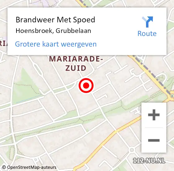 Locatie op kaart van de 112 melding: Brandweer Met Spoed Naar Hoensbroek, Grubbelaan op 10 juli 2015 19:39