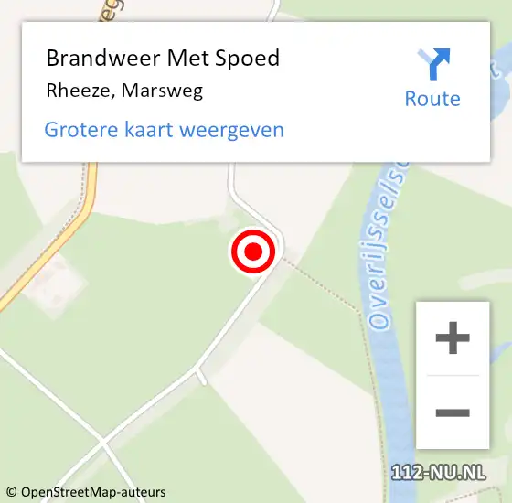 Locatie op kaart van de 112 melding: Brandweer Met Spoed Naar Rheeze, Marsweg op 10 juli 2015 19:47