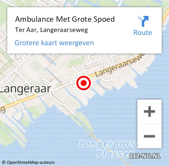 Locatie op kaart van de 112 melding: Ambulance Met Grote Spoed Naar Ter Aar, Langeraarseweg op 10 juli 2015 21:20