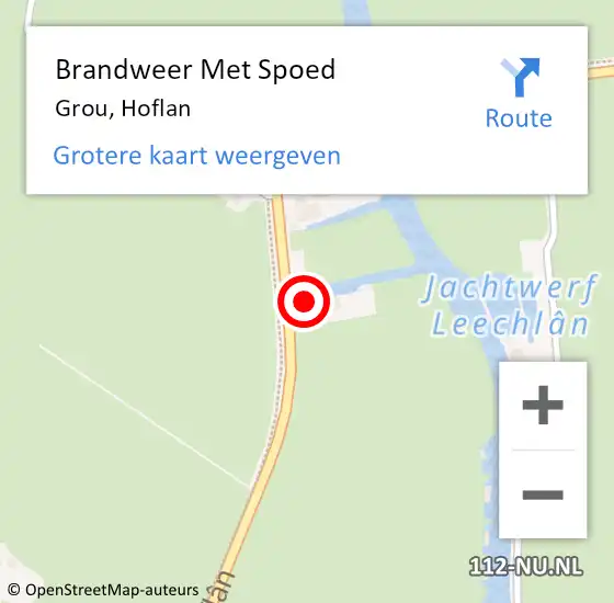 Locatie op kaart van de 112 melding: Brandweer Met Spoed Naar Grou, Hoflan op 10 juli 2015 22:48