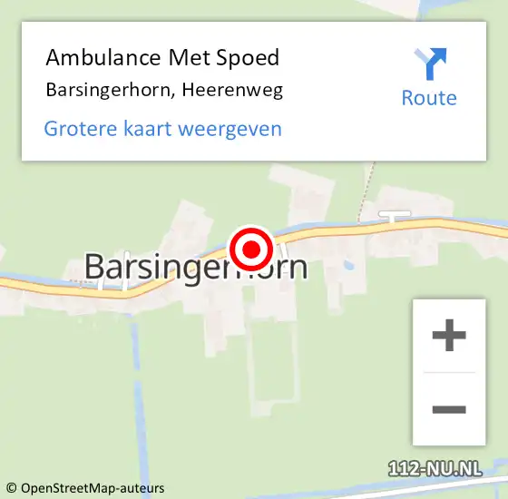 Locatie op kaart van de 112 melding: Ambulance Met Spoed Naar Barsingerhorn, Heerenweg op 10 juli 2015 22:49