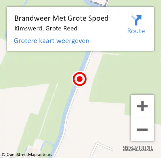 Locatie op kaart van de 112 melding: Brandweer Met Grote Spoed Naar Kimswerd, Grote Reed op 10 juli 2015 23:16