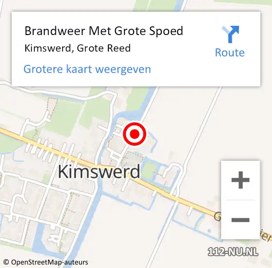 Locatie op kaart van de 112 melding: Brandweer Met Grote Spoed Naar Kimswerd, Grote Reed op 10 juli 2015 23:20