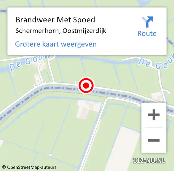 Locatie op kaart van de 112 melding: Brandweer Met Spoed Naar Schermerhorn, Oostmijzerdijk op 10 juli 2015 23:25