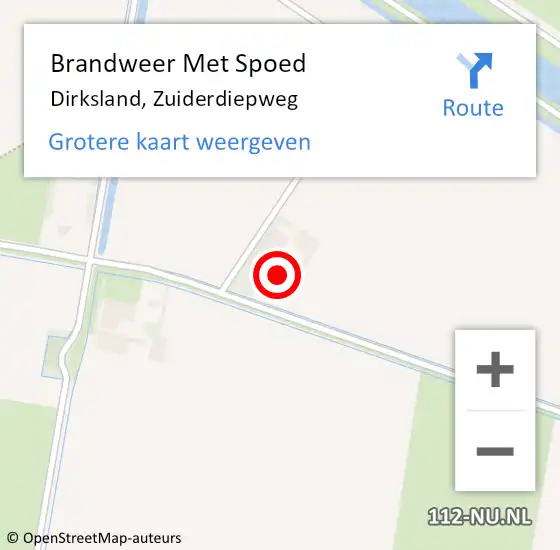 Locatie op kaart van de 112 melding: Brandweer Met Spoed Naar Dirksland, Zuiderdiepweg op 10 juli 2015 23:56