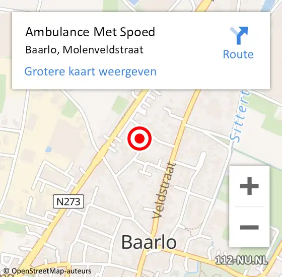 Locatie op kaart van de 112 melding: Ambulance Met Spoed Naar Baarlo, Molenveldstraat op 11 juli 2015 00:29