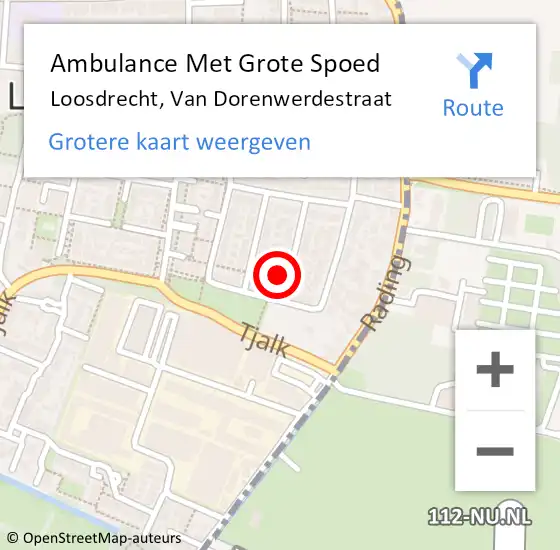 Locatie op kaart van de 112 melding: Ambulance Met Grote Spoed Naar Loosdrecht, Van Dorenwerdestraat op 11 juli 2015 00:40