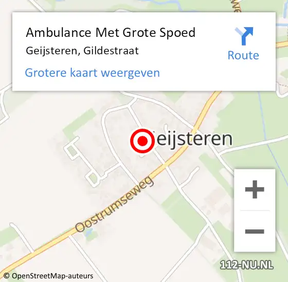 Locatie op kaart van de 112 melding: Ambulance Met Grote Spoed Naar Geijsteren, Gildestraat op 11 juli 2015 01:29