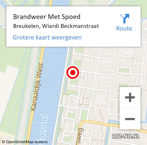 Locatie op kaart van de 112 melding: Brandweer Met Spoed Naar Breukelen, Wiardi Beckmanstraat op 11 juli 2015 02:31