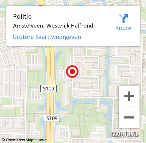 Locatie op kaart van de 112 melding: Politie Amstelveen, Westelijk Halfrond op 11 juli 2015 03:44