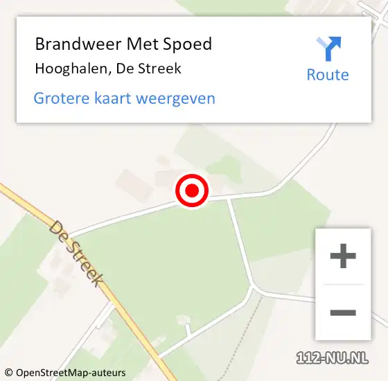 Locatie op kaart van de 112 melding: Brandweer Met Spoed Naar Hooghalen, De Streek op 11 juli 2015 04:08
