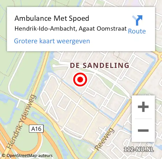 Locatie op kaart van de 112 melding: Ambulance Met Spoed Naar Hendrik-Ido-Ambacht, Agaat Oomstraat op 13 november 2013 19:08