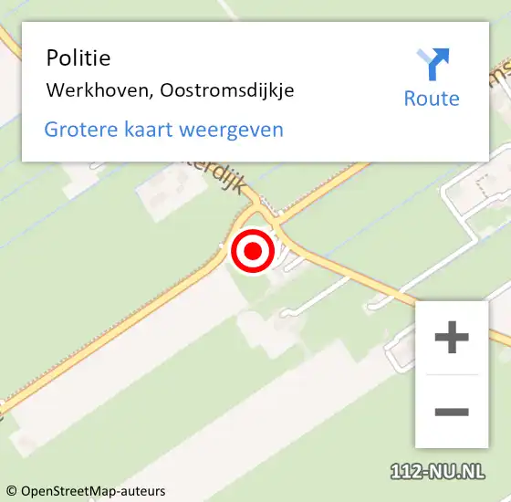 Locatie op kaart van de 112 melding: Politie Werkhoven, Oostromsdijkje op 11 juli 2015 05:03