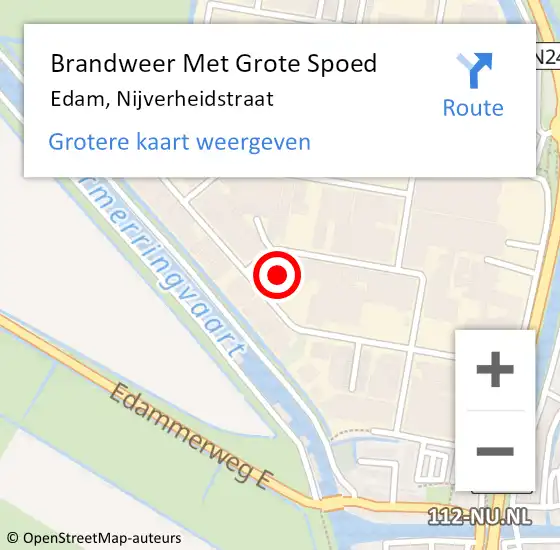 Locatie op kaart van de 112 melding: Brandweer Met Grote Spoed Naar Edam, Nijverheidstraat op 11 juli 2015 05:05