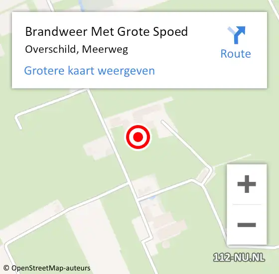 Locatie op kaart van de 112 melding: Brandweer Met Grote Spoed Naar Overschild, Meerweg op 11 juli 2015 05:22