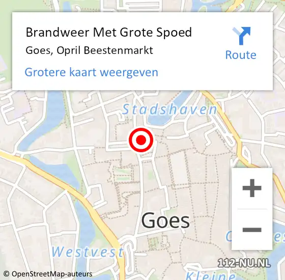 Locatie op kaart van de 112 melding: Brandweer Met Grote Spoed Naar Goes, Opril Beestenmarkt op 11 juli 2015 05:23