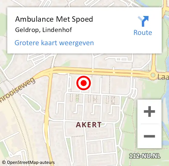 Locatie op kaart van de 112 melding: Ambulance Met Spoed Naar Geldrop, Lindenhof op 11 juli 2015 06:11