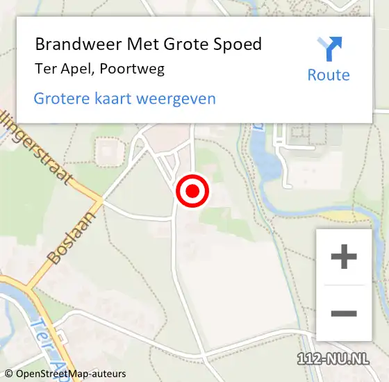 Locatie op kaart van de 112 melding: Brandweer Met Grote Spoed Naar Ter Apel, Poortweg op 11 juli 2015 06:24