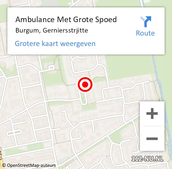 Locatie op kaart van de 112 melding: Ambulance Met Grote Spoed Naar Burgum, Gerniersstrjitte op 11 juli 2015 07:38