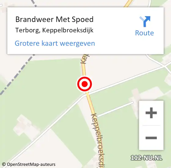 Locatie op kaart van de 112 melding: Brandweer Met Spoed Naar Terborg, Keppelbroeksdijk op 11 juli 2015 07:43