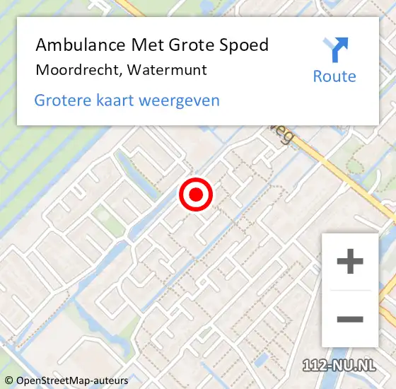 Locatie op kaart van de 112 melding: Ambulance Met Grote Spoed Naar Moordrecht, Watermunt op 11 juli 2015 08:34