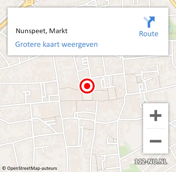 Locatie op kaart van de 112 melding:  Nunspeet, Markt op 11 juli 2015 08:47