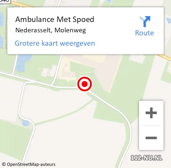 Locatie op kaart van de 112 melding: Ambulance Met Spoed Naar Nederasselt, Molenweg op 11 juli 2015 09:11