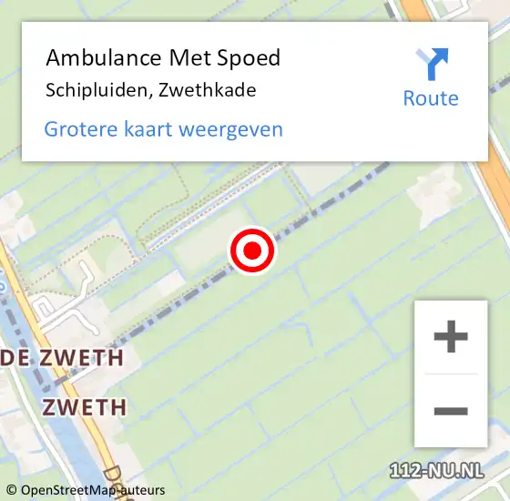 Locatie op kaart van de 112 melding: Ambulance Met Spoed Naar Schipluiden, Zwethkade op 11 juli 2015 09:32