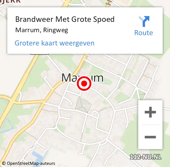 Locatie op kaart van de 112 melding: Brandweer Met Grote Spoed Naar Marrum, Ringweg op 11 juli 2015 09:59