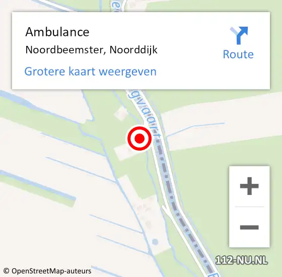 Locatie op kaart van de 112 melding: Ambulance Noordbeemster, Noorddijk op 11 juli 2015 10:12