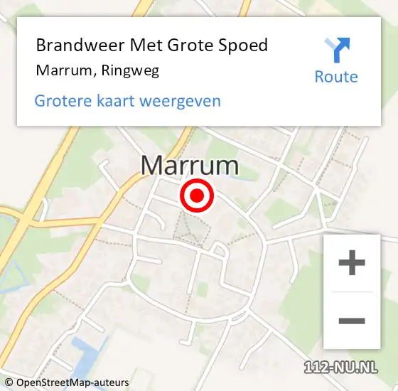 Locatie op kaart van de 112 melding: Brandweer Met Grote Spoed Naar Marrum, Ringweg op 11 juli 2015 10:16