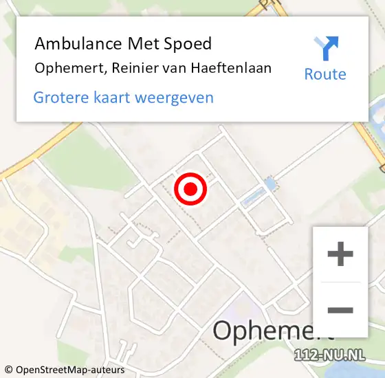 Locatie op kaart van de 112 melding: Ambulance Met Spoed Naar Ophemert, Reinier van Haeftenlaan op 13 november 2013 19:37