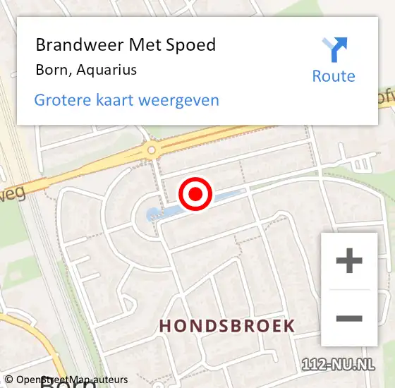 Locatie op kaart van de 112 melding: Brandweer Met Spoed Naar Born, Aquarius op 11 juli 2015 10:59