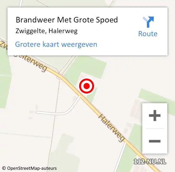 Locatie op kaart van de 112 melding: Brandweer Met Grote Spoed Naar Zwiggelte, Halerweg op 12 september 2013 18:05