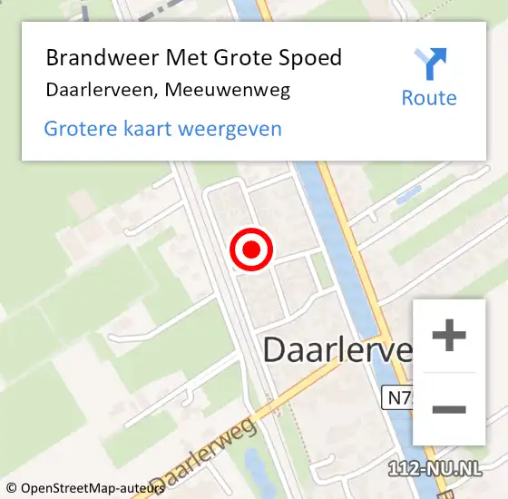 Locatie op kaart van de 112 melding: Brandweer Met Grote Spoed Naar Daarlerveen, Meeuwenweg op 11 juli 2015 11:57