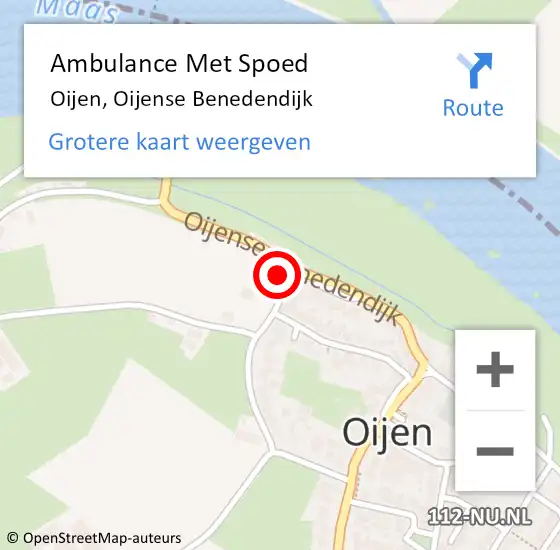 Locatie op kaart van de 112 melding: Ambulance Met Spoed Naar Oijen, Oijense Benedendijk op 11 juli 2015 12:08