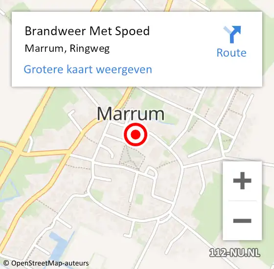 Locatie op kaart van de 112 melding: Brandweer Met Spoed Naar Marrum, Ringweg op 11 juli 2015 12:37