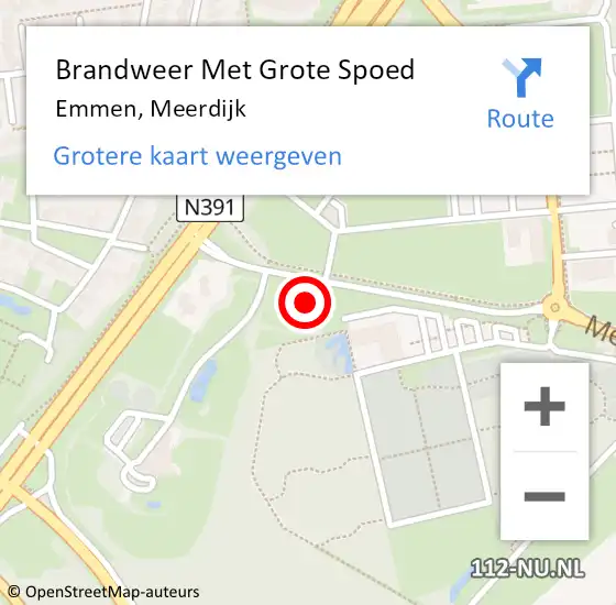 Locatie op kaart van de 112 melding: Brandweer Met Grote Spoed Naar Emmen, Meerdijk op 11 juli 2015 14:09