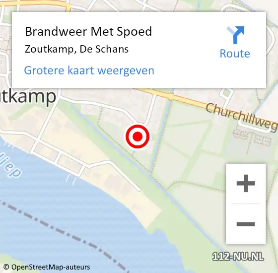 Locatie op kaart van de 112 melding: Brandweer Met Spoed Naar Zoutkamp, De Schans op 11 juli 2015 14:32