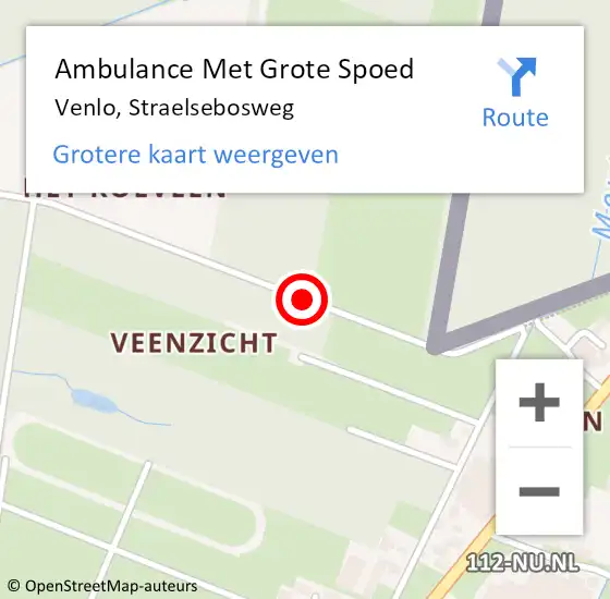 Locatie op kaart van de 112 melding: Ambulance Met Grote Spoed Naar Venlo, Straelsebosweg op 11 juli 2015 14:55